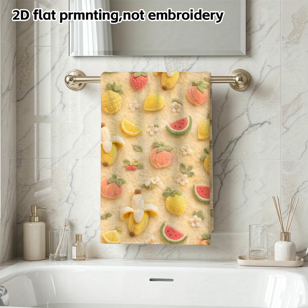 Felt Fruit Pattern Bath Towel, Soft Absorbent Quick Dry Towel, Banana Strawberry Watermelon Kids Shower Towel