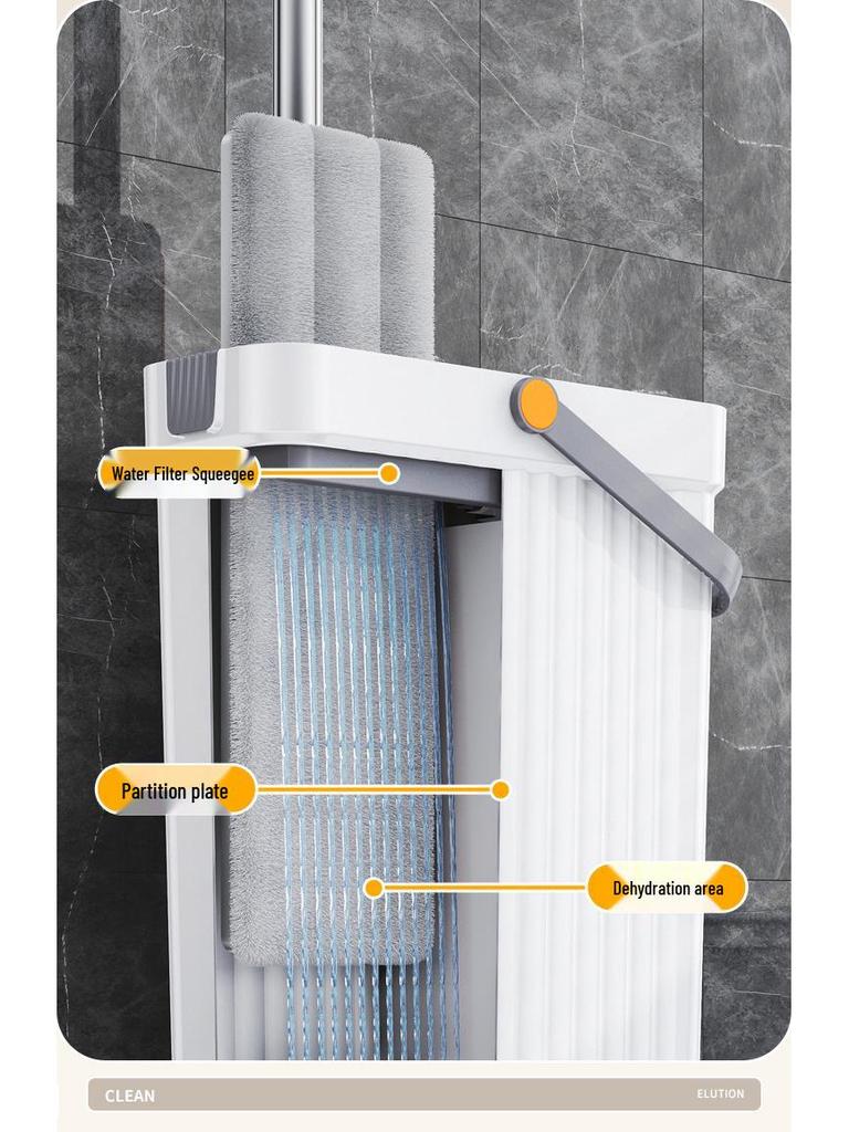 Компактный набор швабры и ведра: Швабра с плоской насадкой для мытья и сушки без рук со скребком для узких щелей