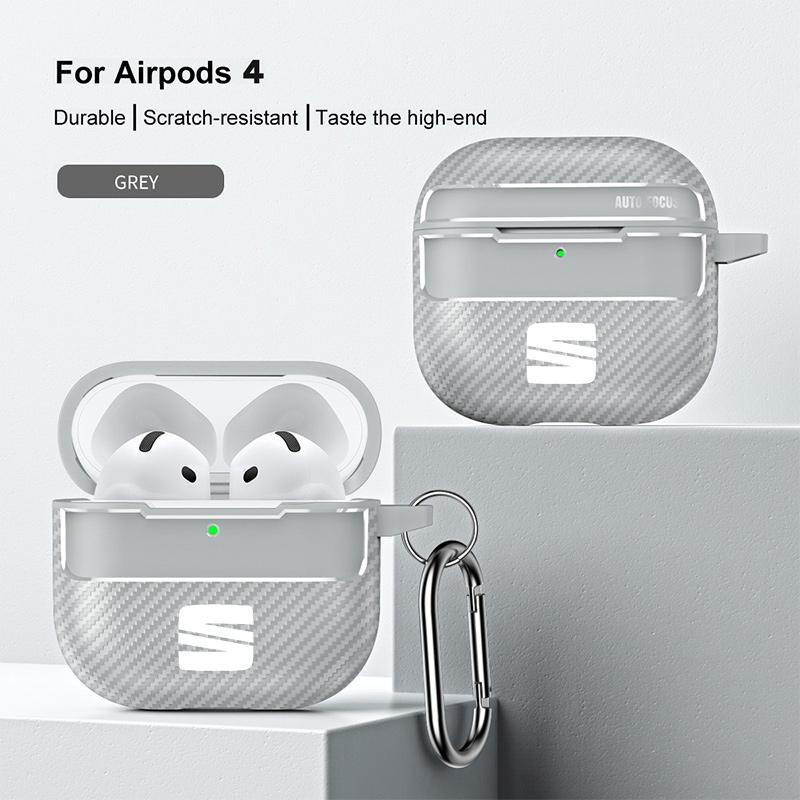 Carbon Fiber Car LOGO Soft Earphone Case Protector Case For Seat Leon 5F Mk3 Ibiza 6J Tarraco Arona Ateca Alhambra Accessories msg522