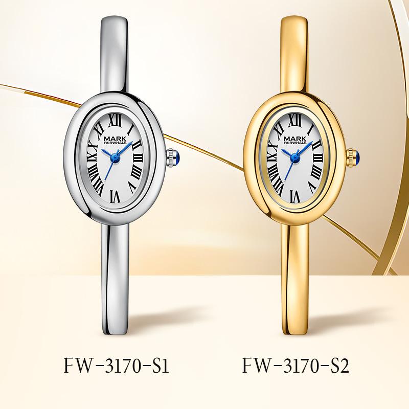 MARK FAIRWHALE Brand 3170 Fashion Ladies Wristwatches Roman Numerals Oval Dial Bracelet Watch Women Quartz Watches