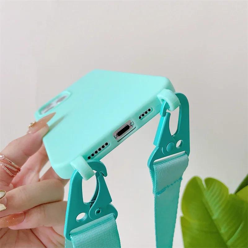 Crossbody Necklace Strap Lanyard Cord Case for Samsung S24 Ultra S23 S22 S10 S9 S8 Note20 Ultra Silicone Soft Back Shockproof Full Protection Cover