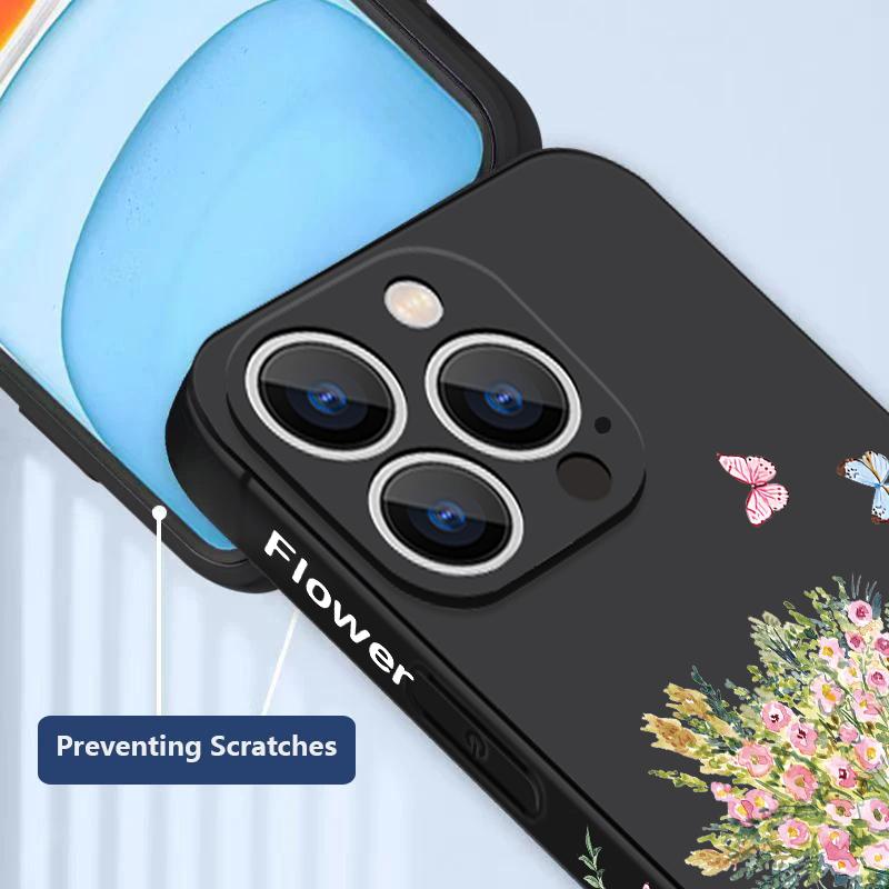 Роскошный чехол-шнурок с цветами для девочек для iPhone 15 16 17 Pro Max Мягкая силиконовая крышка Coque для iPhone 11 12 13 14 Pro Max 16E 17 Air