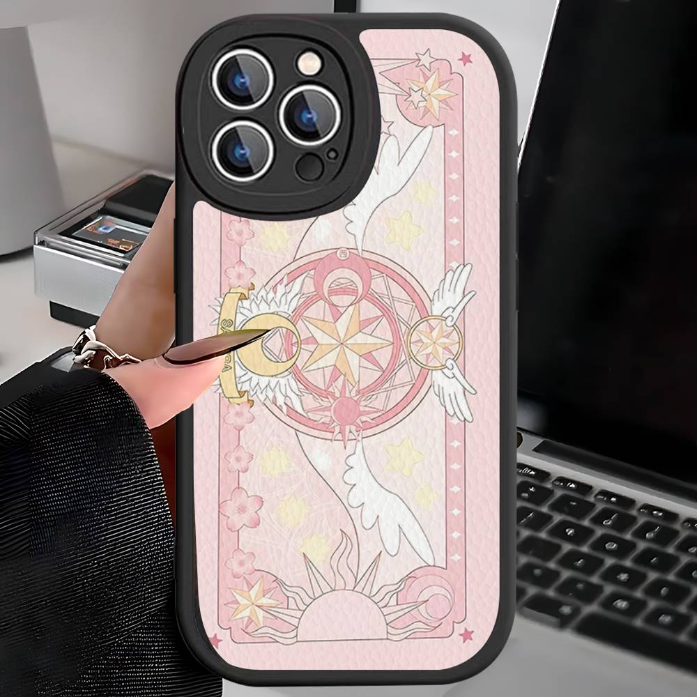Чехол для телефона Cardcaptor Sakura C для iPhone 16 15 14 11 12 13 Pro Max Plus Задняя часть из кожи