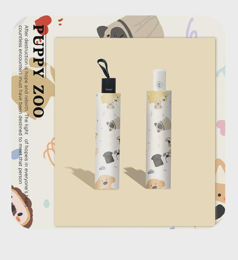 Милый щенок, автоматический женский зонт двойного назначения от солнца и дождя - защита от ультрафиолета, легкий и портативный