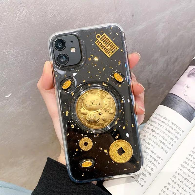 Ins Style New Year Gold Coin Yuanbao Phone Case for Apple 16 Pro Abacus for IPhone15 Promax Money Cat