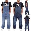 Men's Fashion Denim Work Pants Loose Multi-pocket Casual Workwear Suspenders Jumpsuit Street Casual Men's Wear M-5XL