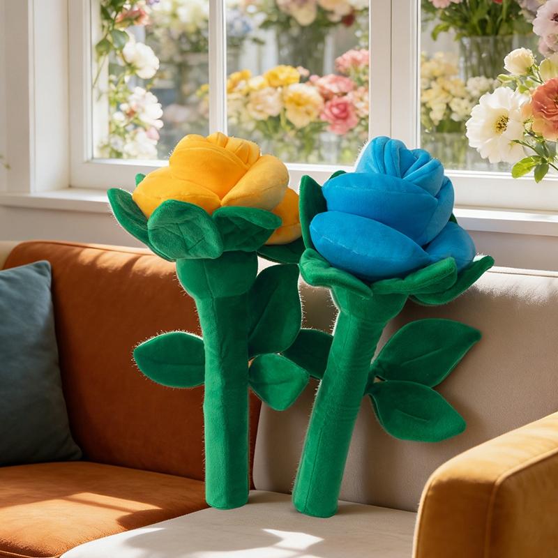 38CM Large Rose Flower Plush Toys Multi Colored Roses Plushie Doll A large Bouquet Flowers Pillow for Birthday Party Decor Gift