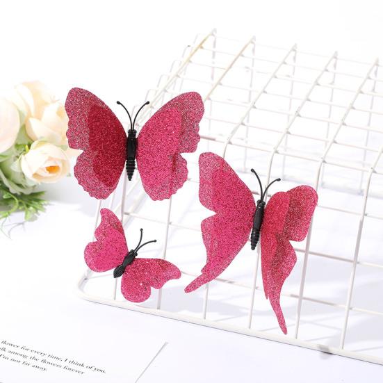 6 Pcs 3D Glitter Butterfly Wall Decor Double Layer Wing Butterfly