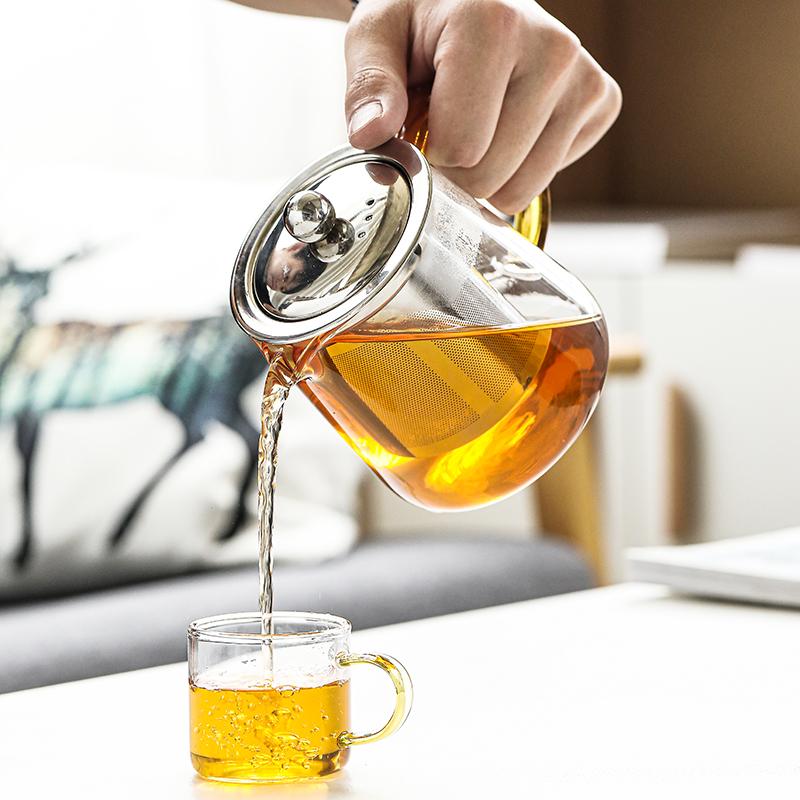 Sushitaoci High Borosilicate Thick Glass Teapot with Stainless Steel Strainer, Heat-Resistant Filtered Tea Pot, 550ml