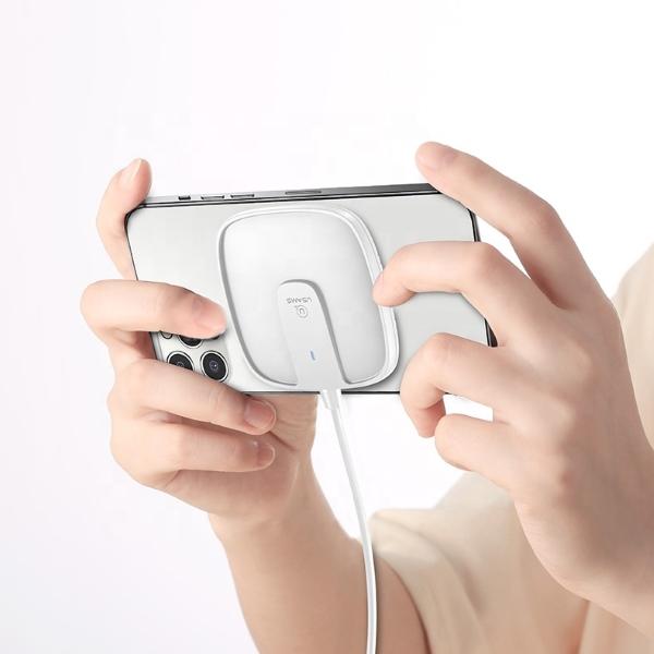 Ładowarka indukcyjna 15W USAMS MagSafe do iPhone 12 Biała