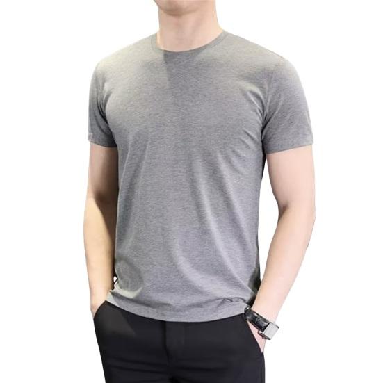 Men Summer T-shirt Solid Color O Neck Short Sleeves Soft Breathable Slim Fit Pullover Sports Business Casual Men Office Top