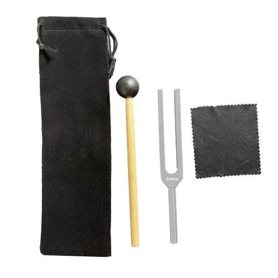 Aluminum Tuning Fork with Wooden Hanmmer Wrench Rag 128/256/512HZ Healing Instrument Tuning Fork Yoga Meditation Relaxation Accessories