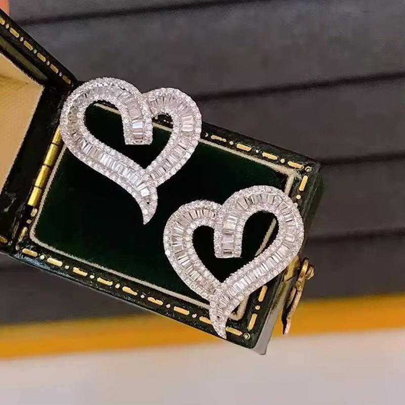 Huitan великолепные полые серьги в форме сердца женские роскошные блестящие циркониевые аксессуары для свадебной вечеринки романтические женские украшения