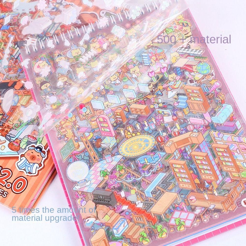 Cartoon Miniature Scene Collection PET Tent Sticker Decoration New Landscape Sticker Book Kids