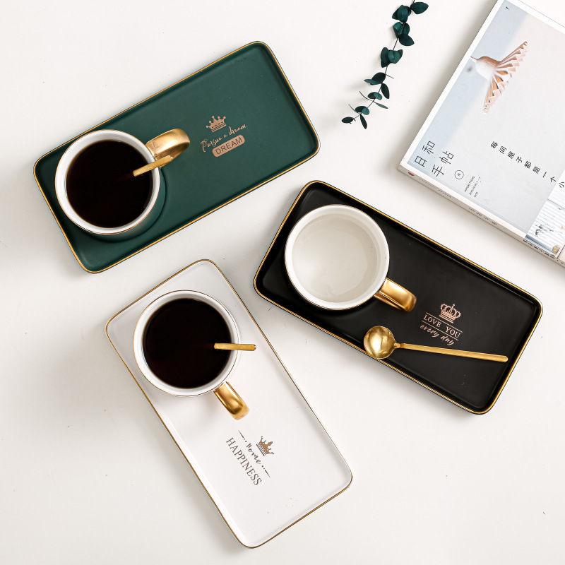 Nordic Style Simple Solid Color Mug Coffee Cup Plate Two Piece Set Afternoon Tea Ceramic Water Cup Coffee Cup Mug