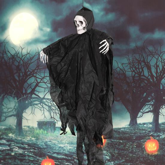 Halloween Hanging Skull Ghost Scary Grim Reaper Skeleton Decoration for Outside Yard Porch Haunted House Party Decor