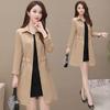 Women's Windbreaker Mid-length Spring and Autumn Solid Color Korean Version Slim Waist Tightening Large Size Slim Coat