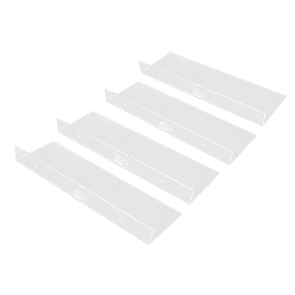 4 Pack Clear Acrylic Floating Shelves Wall Mounted Shelf for Anime Ornament Cosmetics Bathroom Livin