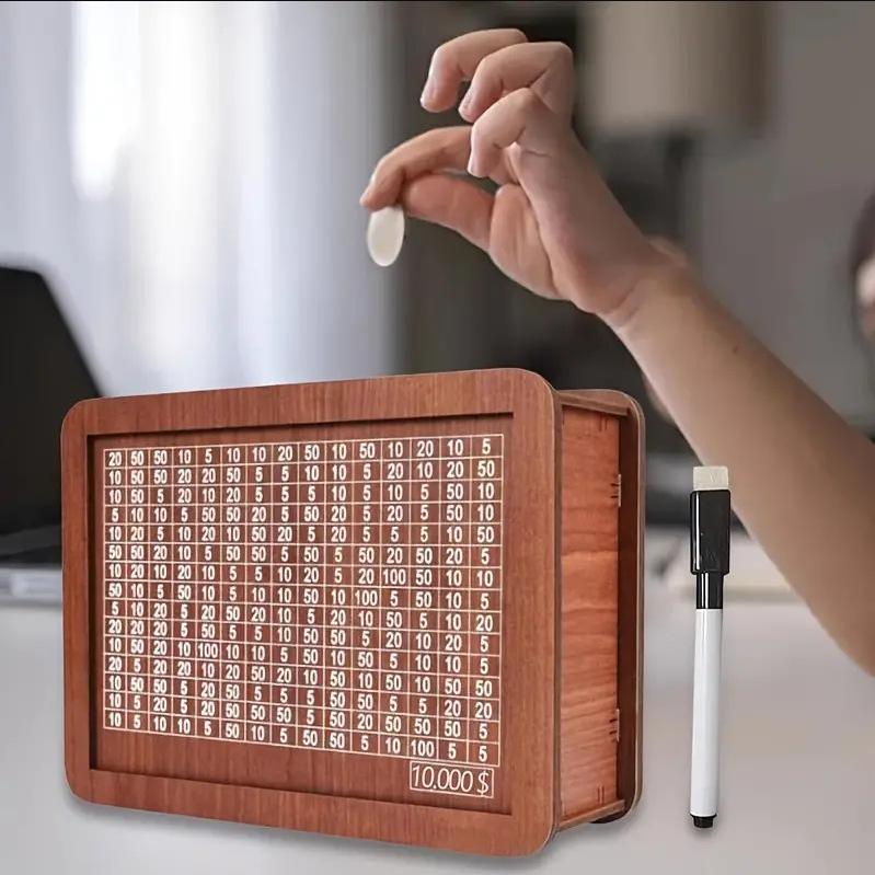 Деревянная копилка для денег, копилка для хранения денег со счетчиком целей сбережений, многоразовая копилка ручной работы, подставка для монет, чехол для хранения