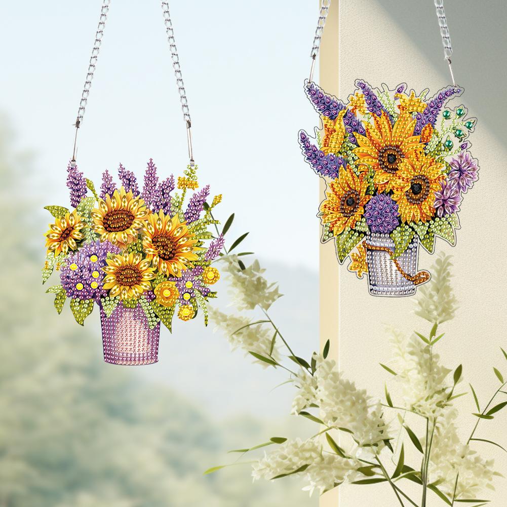 2 шт. 2D Плоские DIY Стразы Алмазное Искусство Подвески на Окно Набор для Алмазной Живописи Специальной Формы Искусство для Подвешивания на Окно для Домашнего Декора