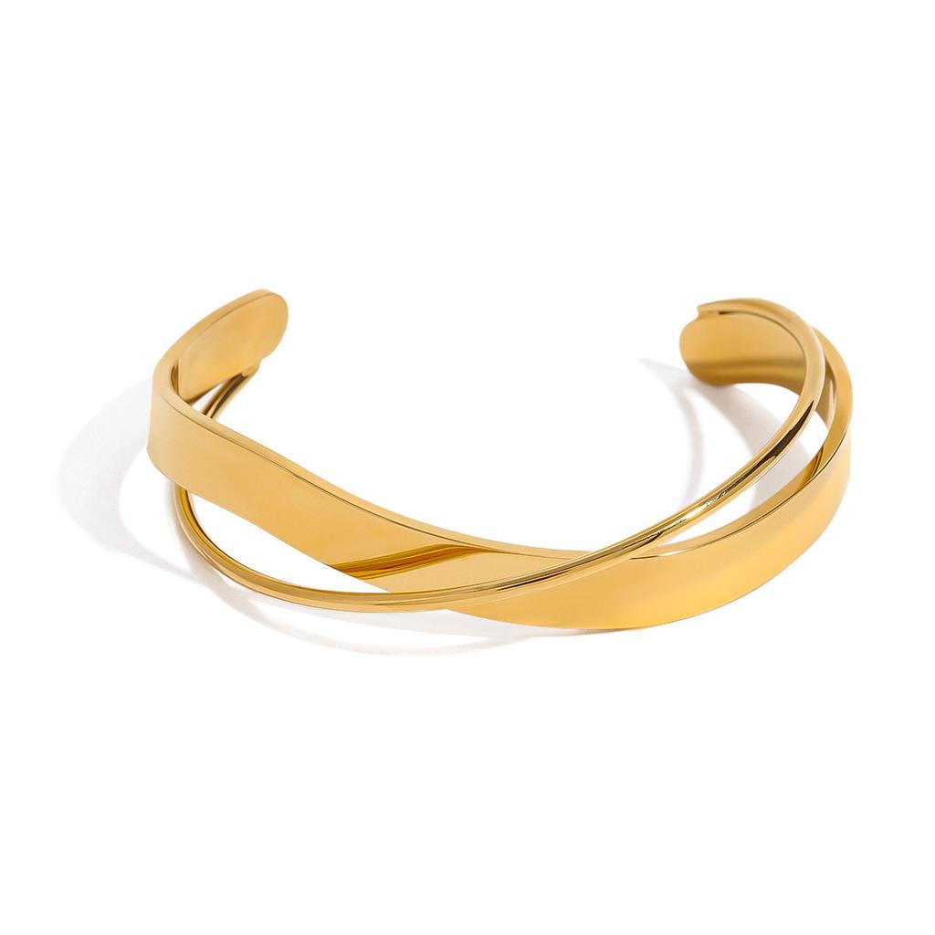 Yori Минималистичный Нержавеющая Сталь Металл Неправильной Формы 18K Золотое PVD Браслет Манжета Отличительные Украшения Оптом 2025