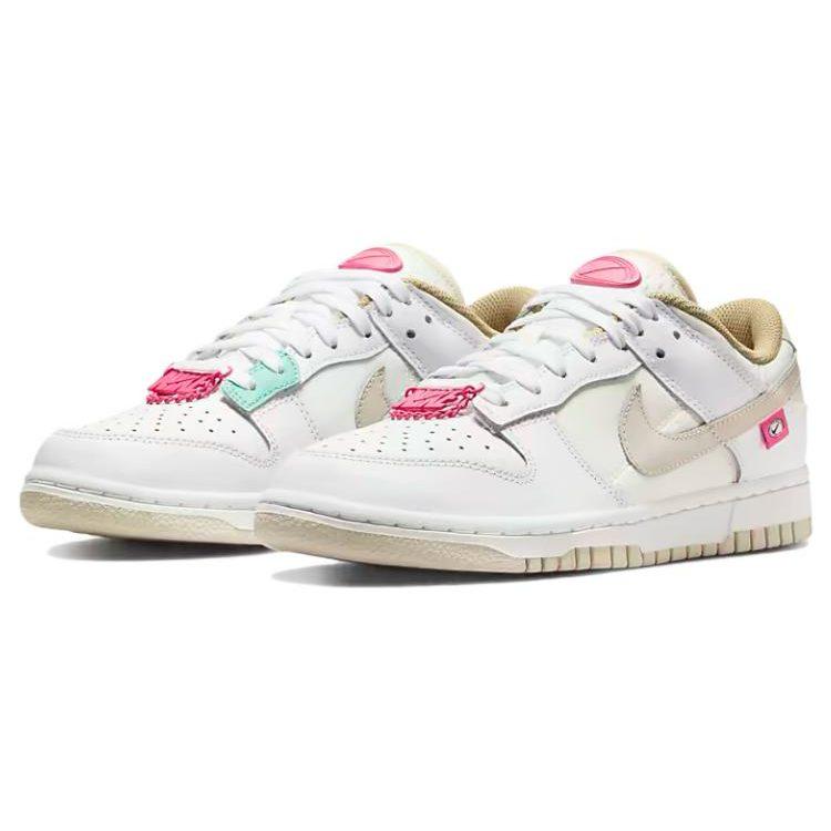 Nike Кроссовки Dunk Street Dance Collection Текстиль, Разделенная Коровья Кожа Классические Низкие Скейтбордические Кроссовки Женские Белый Розовый DX6060-121