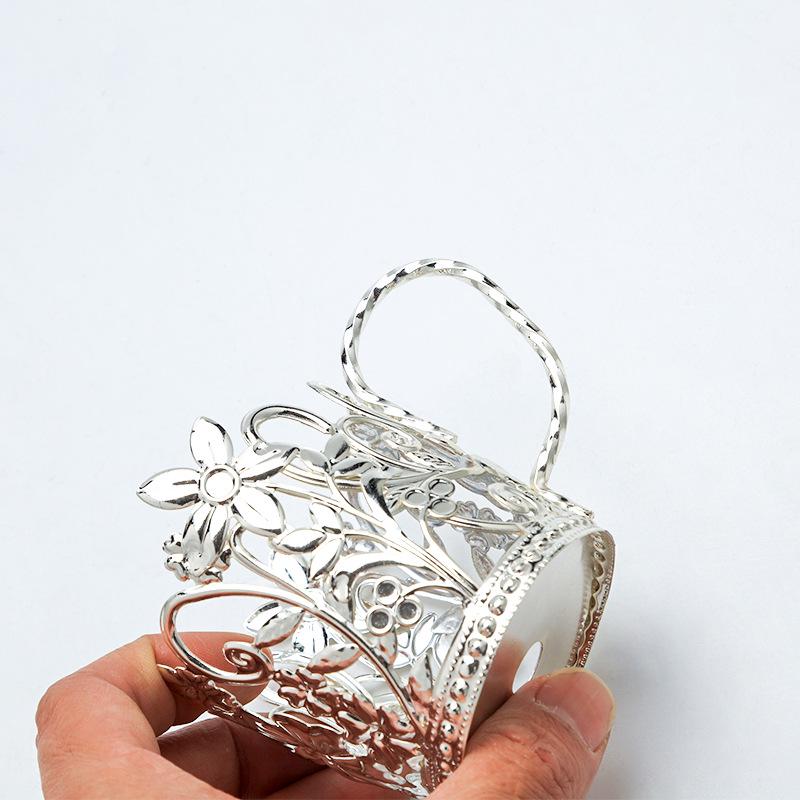 Кованое железо Одноразовый держатель для чашки и Изолированная подставка для чая с серебряным кружевом