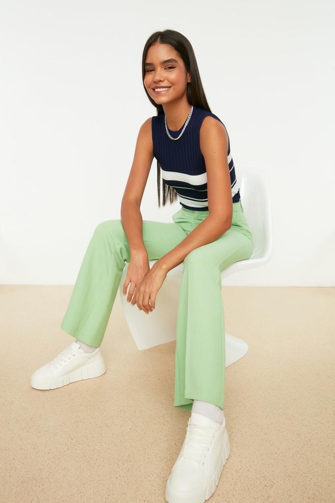 Women's Fashion New Blouse Mint Crew Neck Knitwear Knitwear Blouse