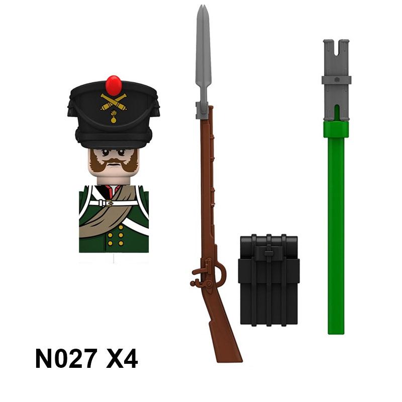 4pcs Military Building Blocks Medieval Knights Duke Marshal Figures Napoleonic Wars Weapons Sword Flags Shoulder Armor Cape Brick MOC