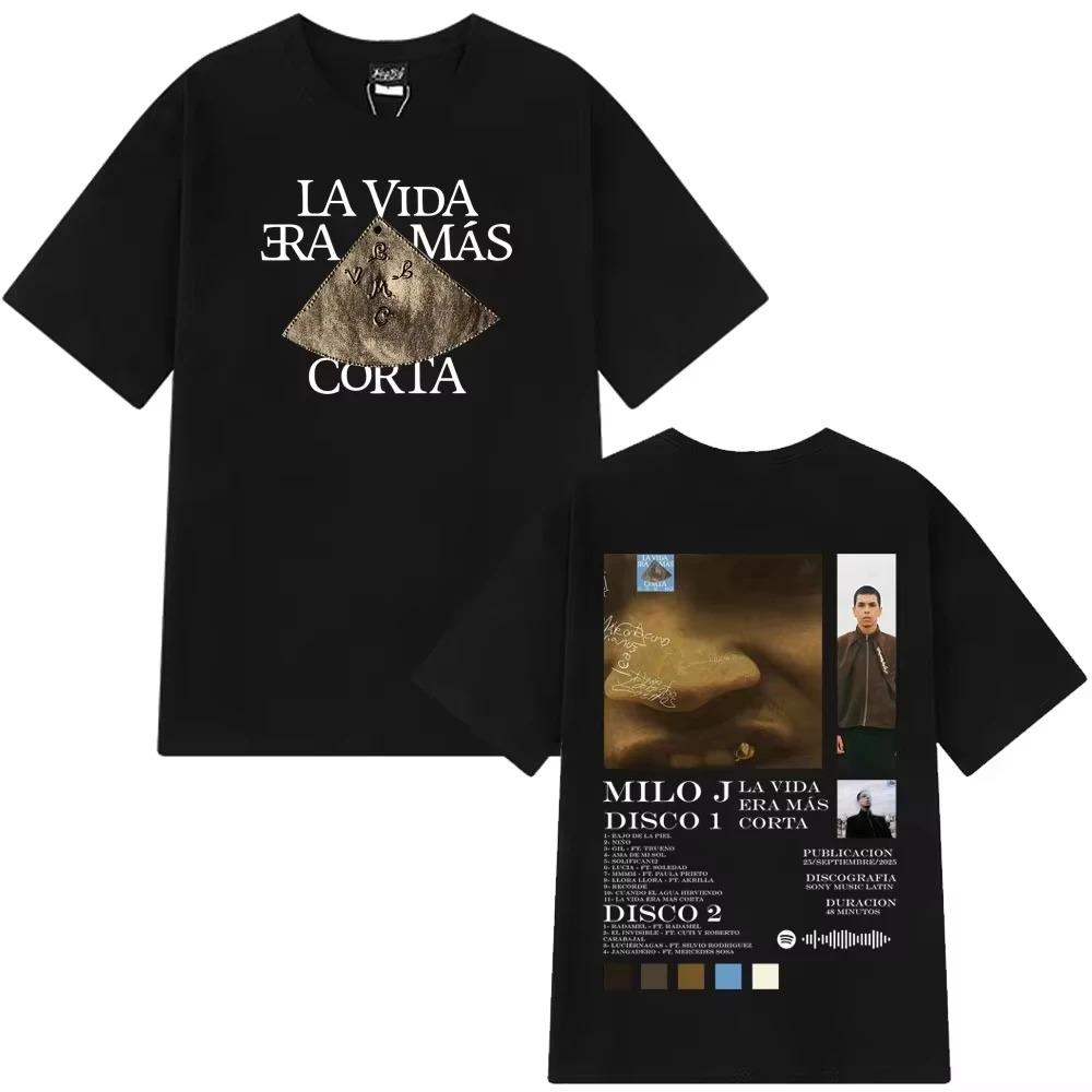Rapper Milo J La Vida Era Mas Corta Album Theme TShirt Unisex HipHop TShirt Cotton Casual Short Sleeve HighQuality TShirt