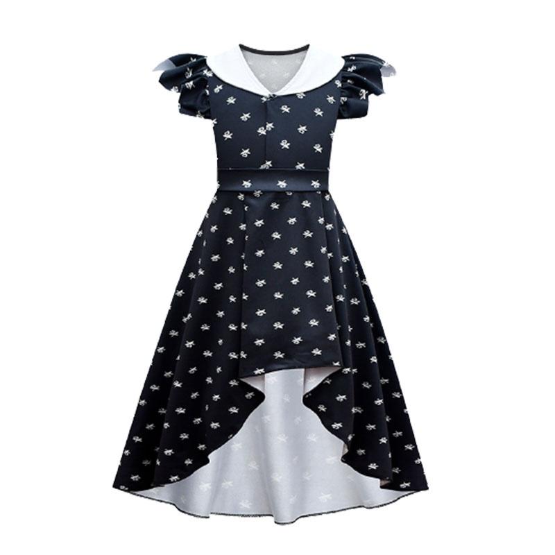 Wednesday Addams Dress Wig Xmas Halloween Party Cosplay Costume For Kids