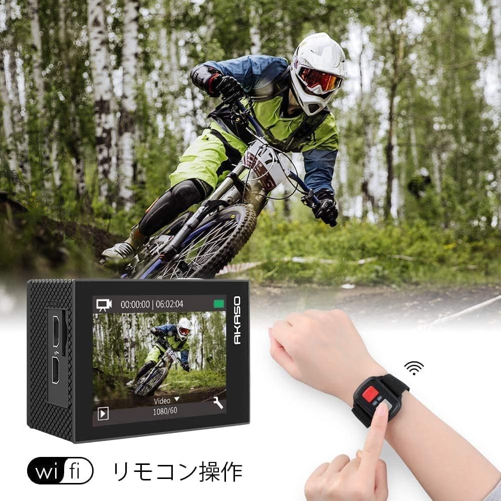 Экшн-камера AKASO EK7000 Pro 4K 20 мегапикселей 128 ГБ SD-карта в комплекте Сенсорная панель Совместимость с внешним микрофоном Стабилизатор изображения WIFI Широкоугольный