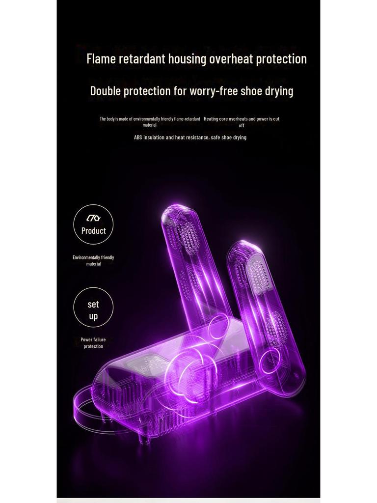 Portable Folding Shoe Dryer: Intelligent Timing, Fast Heating, Deodorizing & Telescopic Dehumidification