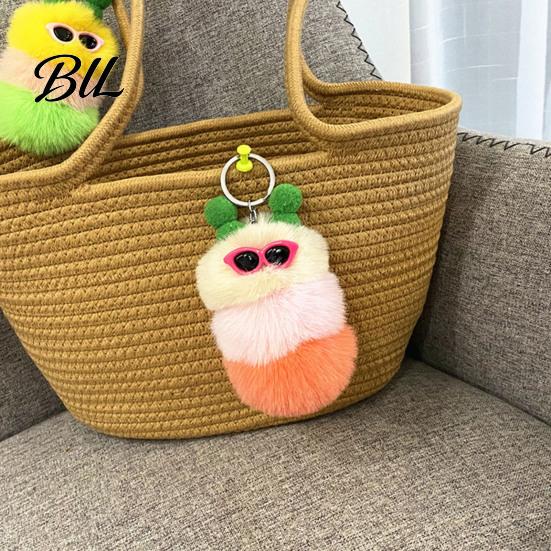 Caterpillar Keyring Pendant Plush Sunglasses Keychain, Soft Backpack Purse Stuffed Animal Bag Charm Charm, Colorful Key Holder