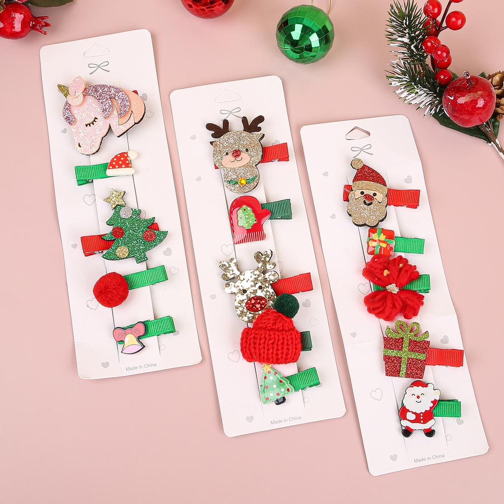 5 шт./набор Детские рождественские заколки для волос Лось Снежинка Заколки Детские заколки Рождественские подарки Аксессуары для волос