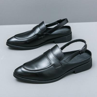 Модные кожаные туфли на низком каблуке, пружинные чехлы для ног, остроносые кожаные туфли, большие босоножки с загнутыми носами.