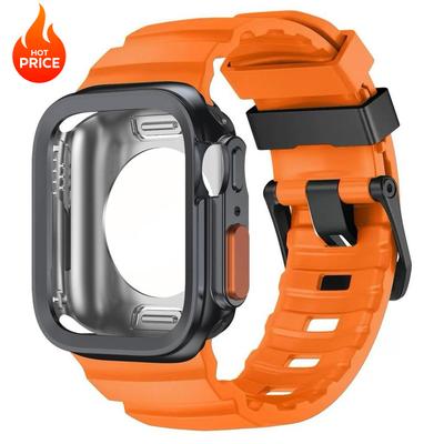 Силиконовый ремешок + ТПУ чехол для Apple Watch 11 10 46 мм Ultra 3 2 49 мм SE3 SE2 44 мм 45 мм Ремешок для iWatch 11 10 9 Ultra 8 7 SE 6 5 4