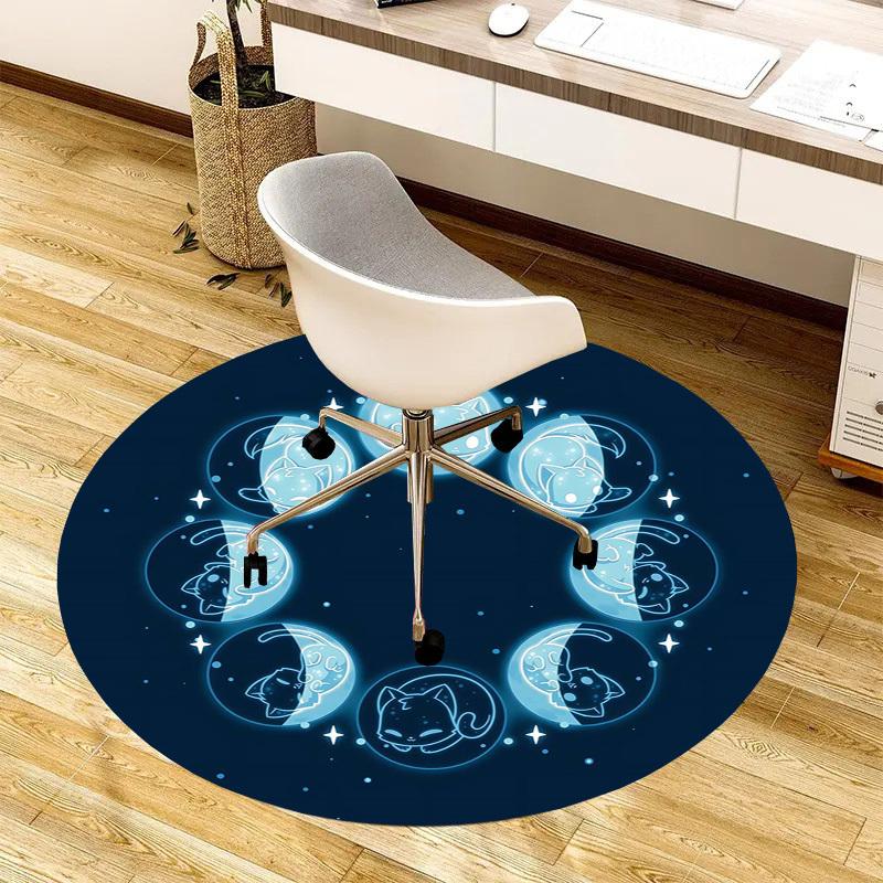 1pc Office Carpet Chair Mats Moon Phase Cats Perfect for Decorating Office Chairs, Living Rooms, Or Bedrooms