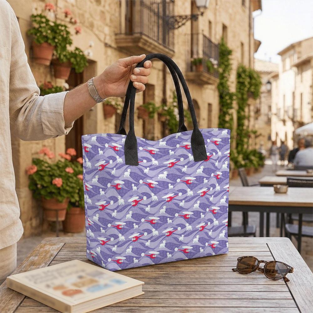 Cute Animal Print Tote Bag Portable Large Capacity Daily Shoulder Handbag