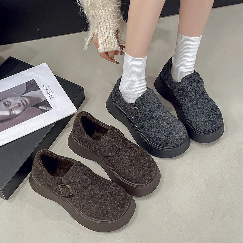 Теплые зимние Birkenstocks на толстой подошве из бархата, новые шерстяные хлопковые ботинки, маленькие снегоступы