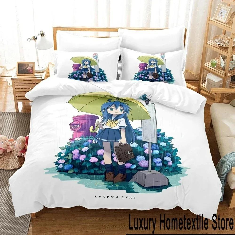 Аниме Konata Izumi Lucky Star Постельное белье Пододеяльник Постельный комплект Одеяло Чехол Наволочка Одеяло King Queen Size Мальчики Взрослые