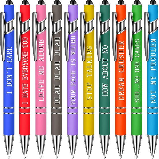 10 Pieces Ballpoint Pens Office pirational Quotes Snarky Screen Touch Stylus Pen Encouraging Scriptures, Black Ink Employee Appreciation Gifts Bulk