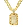 European Hip Hop Splendid Diamond Dog Tag Pendant Cuban Link Chain Necklace Nightclub Personality Disco Dancing Decorative Accessories Ornament