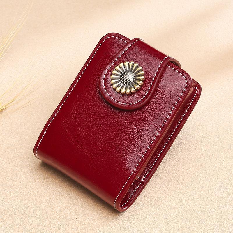 Portable Mini Lipstick Bag With Mirror, Small Cosmetic Bag With Button, Women'S Makeup Storage Case