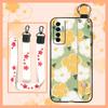 Durable Ring Phone Case For Tecno Camon17P Phone Holder Silicone Waterproof Dirt-resistant Flower Oil Painting Lanyard