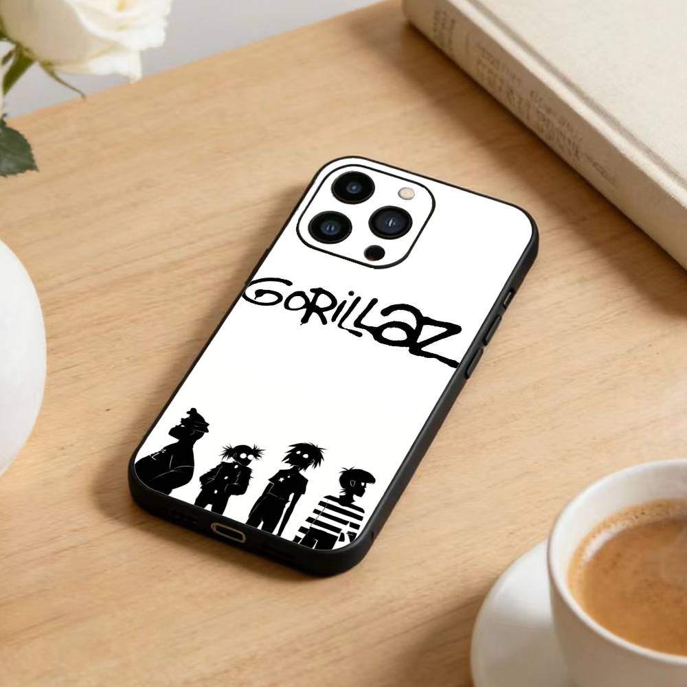 Комикс R-Rock Band G-gorillaz Чехол для телефона для iPhone 17 16 15 14 13 12 Max Plus Силиконовый Черный Чехол