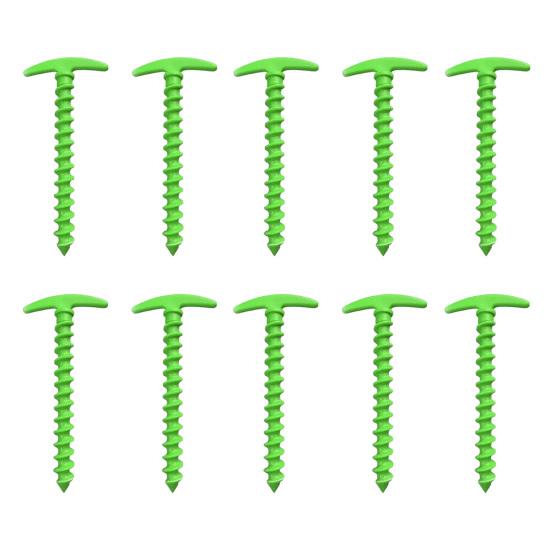 10Pcs Plastic Screw-in Tent Stake, Heavy Duty T-shaped Canopy Tent Peg, Windproof Spiral Ground Stake for Outdoor Camping Hiking Garden