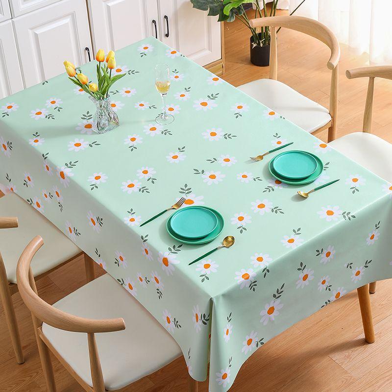 Small Fresh Cherry Blossom Pvc Tablecloth Wind Waterproof Oil-Proof Anti-Scalding Leave-In Rectangular Tablecloth Coffee Table Cloth