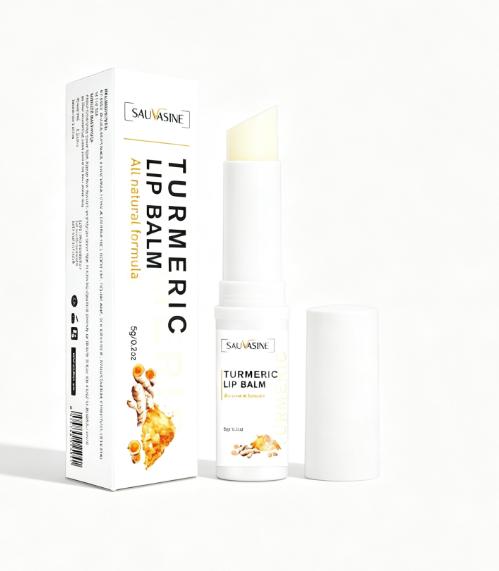 SAUVASINE Turmeric Lip Balm Moisturizing Nourishing 5g Portable Lip Care for Dry Lips, Fade Lip Lines, Unisex