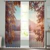 Castle Mountain Leaves Sky Tulle Curtains Balcony Room Fashion Printed Sheer Curtain Living Room Window Modern Decor